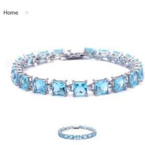 7.5 inch aquamarine bracelet plated in sterling